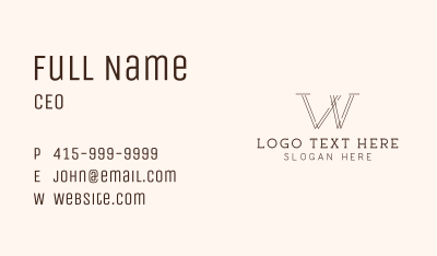 Carpentry Letter W  Business Card Image Preview