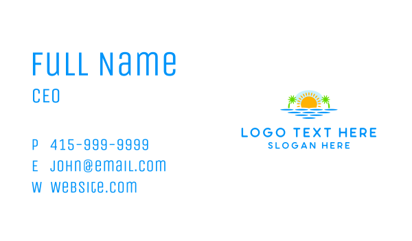 Paradise Island Sunset Business Card Design Image Preview