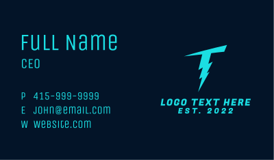 Electric Thunder Letter T Business Card