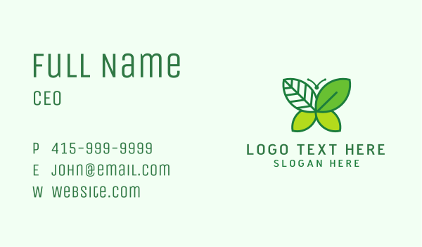 Green Leaf Butterfly Business Card Design Image Preview