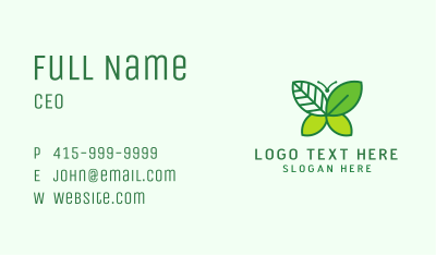 Green Leaf Butterfly Business Card Image Preview