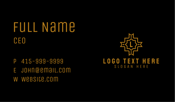 Gold Star Letter Badge Business Card Design Image Preview