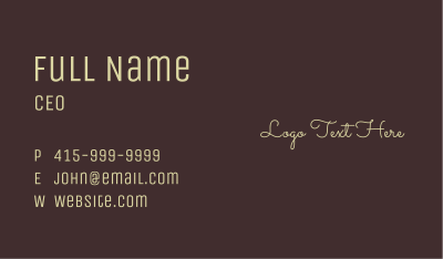 Elegant Cursive Wordmark Business Card Image Preview