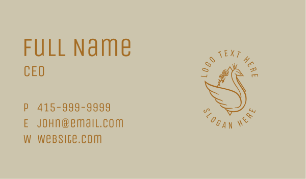 Gold Elegant Swan Business Card Design Image Preview