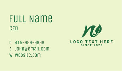 Agriculture Farming Letter N Business Card Image Preview