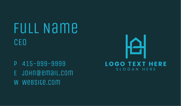 Blue Geometric House Letter H Business Card Design Image Preview