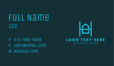 Blue Geometric House Letter H Business Card Image Preview