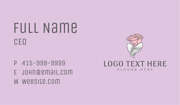 Winged Rose Flower Business Card Design Image Preview