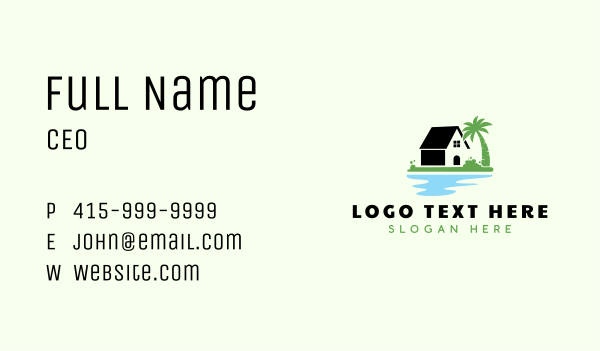 Beach House Property Business Card Design Image Preview