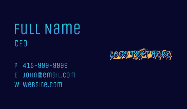 Blue Graffiti Wordmark Business Card Design Image Preview