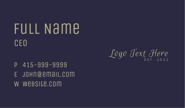 Luxurious Script Wordmark Business Card Design Image Preview