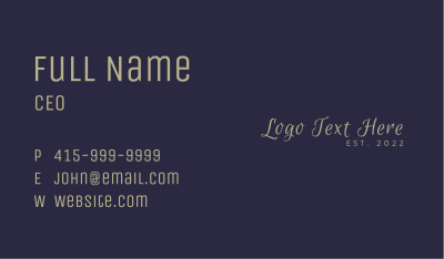 Luxurious Script Wordmark Business Card Image Preview