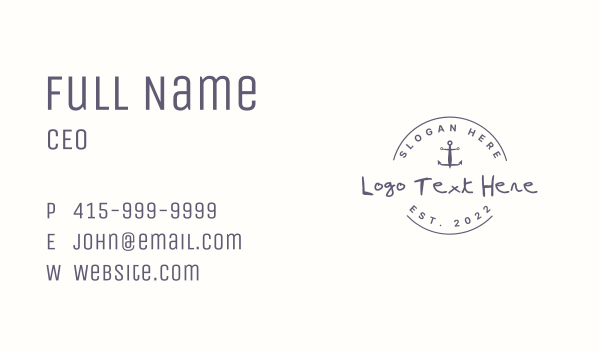Navy Hipster Brand Wordmark Business Card Design Image Preview