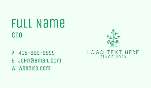 Green Nature Pillar  Business Card Design Image Preview