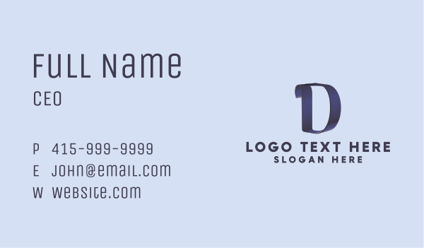 Ribbon Letter D Business Card Design Image Preview