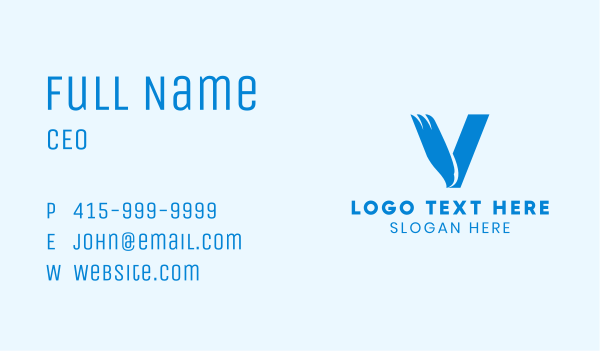 Blue Eagle Letter V Business Card Design Image Preview