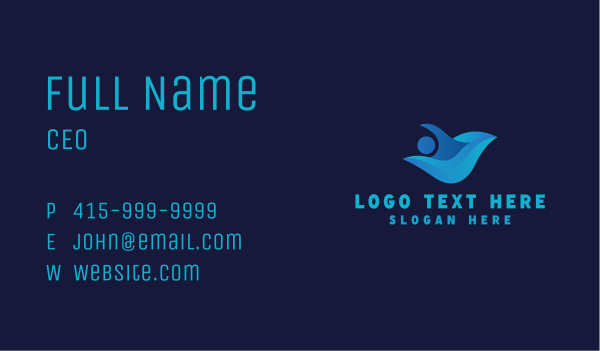 Abstract Swimmer Wave Business Card Design Image Preview