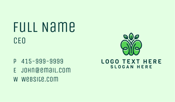 Organic Green Butterfly Business Card Design Image Preview