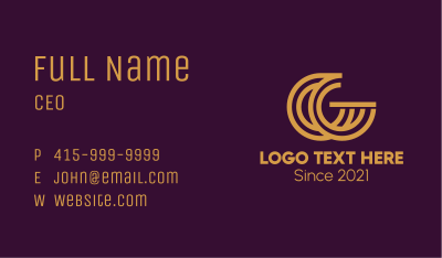 Golden CG Monogram  Business Card