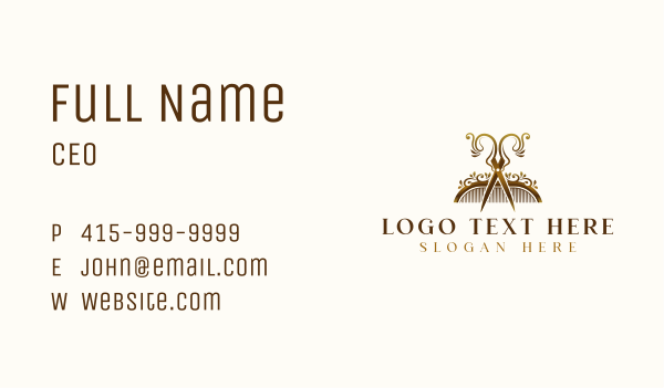 Luxury Comb Scissors Business Card Design Image Preview