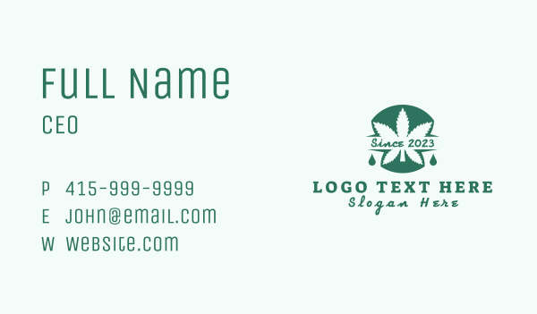 Cannabis Weed Oil Business Card Design