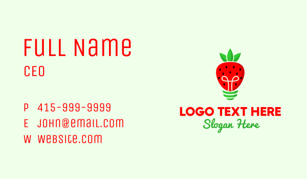 Strawberry Light Bulb Business Card Design Image Preview