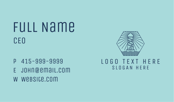 Blue Nautical Lighthouse Tower Business Card Design Image Preview