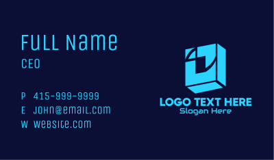 Blue Digital Box Letter O Business Card Image Preview