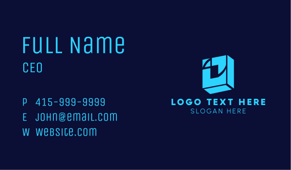 Blue Digital Box Letter O Business Card Design Image Preview