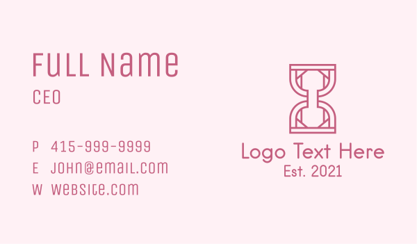 Pink Outline Hourglass  Business Card Design Image Preview