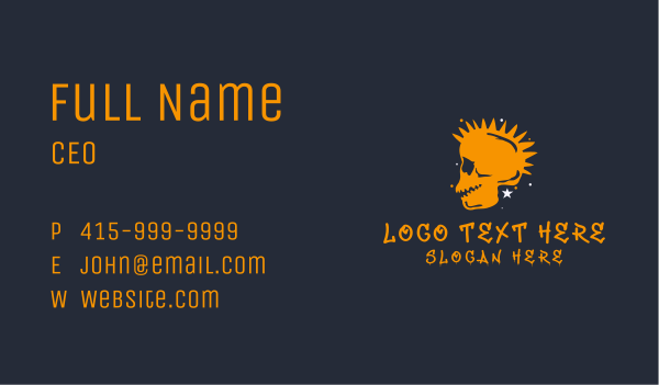 Orange Punk Skull  Business Card Design Image Preview