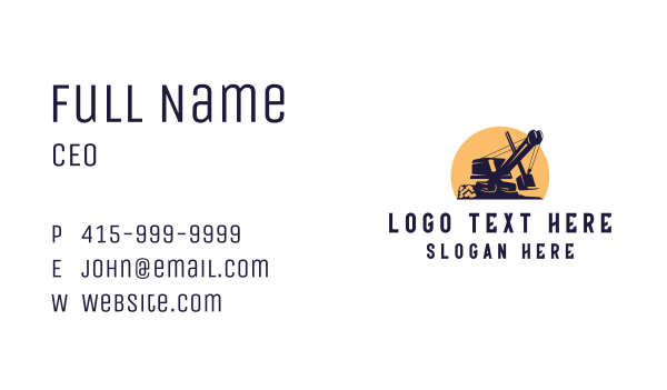 Backhoe Construction Machinery Business Card Design Image Preview