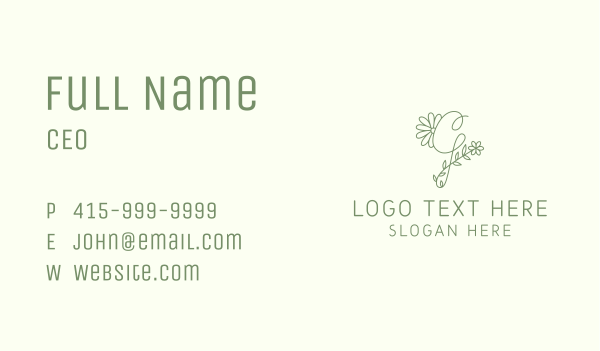 Floral Green Letter G Business Card Design Image Preview