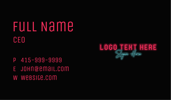 Neon Sign Business Business Card Design Image Preview