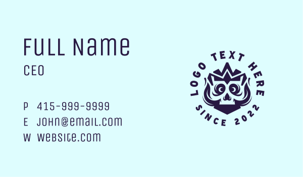 Blue Crown Skull Business Card Design Image Preview