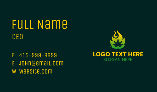 Burning Cannabis Leaf Business Card Design Image Preview