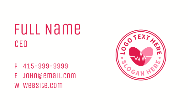 Red Round Heartbeat Business Card Design Image Preview