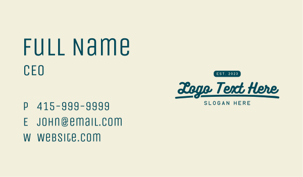 Vintage Underline Wordmark Business Card Design Image Preview