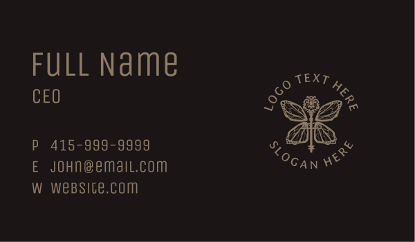 Butterfly Key Emblem Business Card Design Image Preview