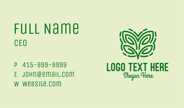 Leaf Butterfly Line Art Business Card Design Image Preview