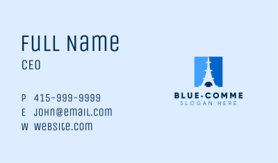 Blue Parisian Tower Business Card Image Preview