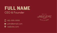 Golden Cursive Wordmark Business Card Image Preview