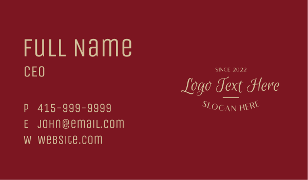 Golden Cursive Wordmark Business Card Design Image Preview