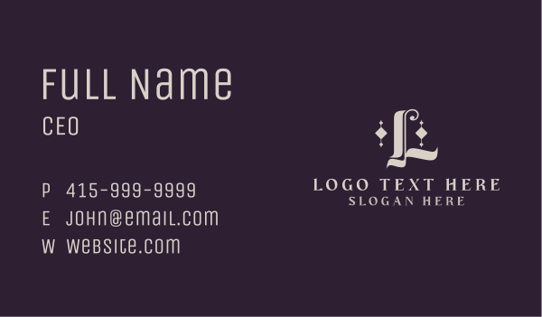 Gothic Calligraphy Letter L Business Card Design Image Preview