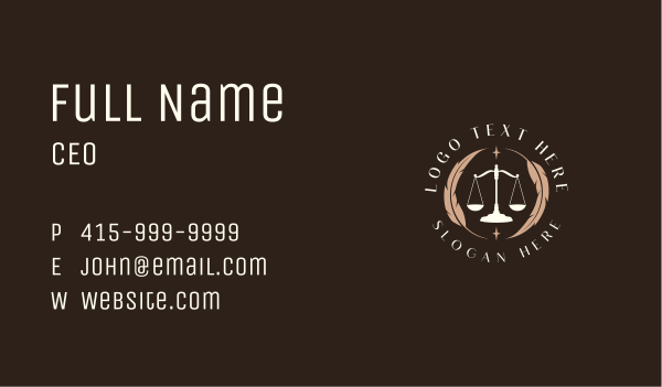 Legal Feather Scale Business Card Design Image Preview