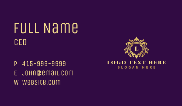 Luxury Royalty Shield  Business Card Design Image Preview