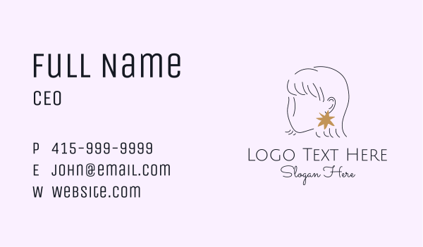 Woman Star Earring  Business Card Design Image Preview