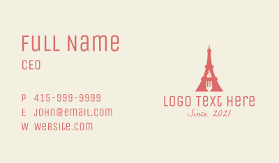 Eiffel Tower Restaurant Business Card