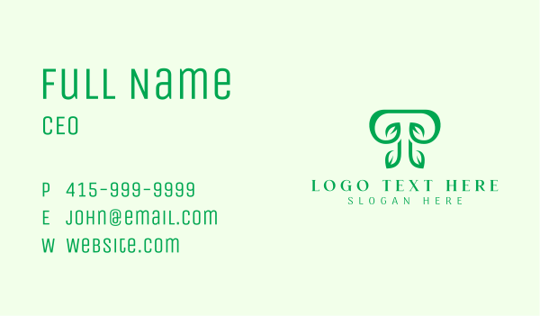 Green Leaf Letter T Business Card Design Image Preview