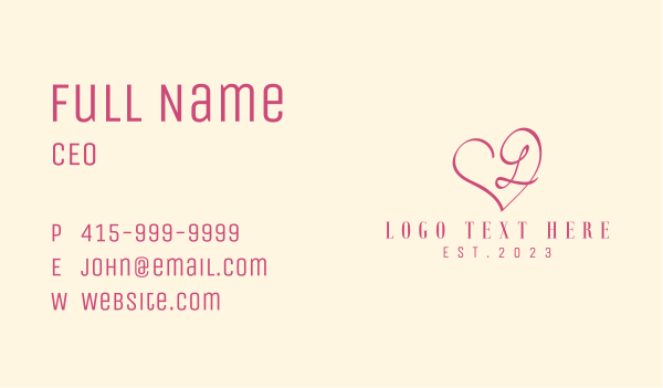 Pink Spa Heart Letter L Business Card Design Image Preview